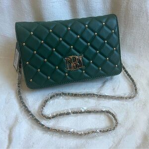 Badgley Mischka Diamond Quilted Crossbody Bag with Detachable Strap in Green